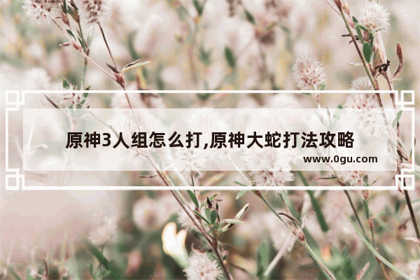 原神3人组怎么打,原神大蛇打法攻略