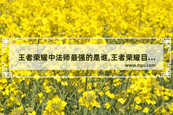 王者荣耀中法师最强的是谁,王者荣耀目前最强法师