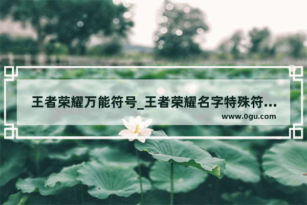 王者荣耀万能符号_王者荣耀名字特殊符号有哪些