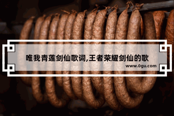 唯我青莲剑仙歌词,王者荣耀剑仙的歌
