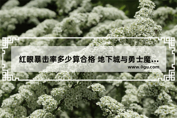 红眼暴击率多少算合格 地下城与勇士魔神暴击率