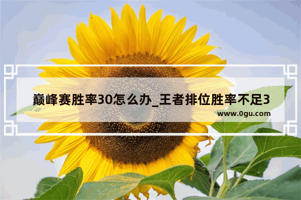 巅峰赛胜率30怎么办_王者排位胜率不足30%合理吗