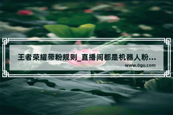 王者荣耀带粉规则_直播间都是机器人粉怎么办