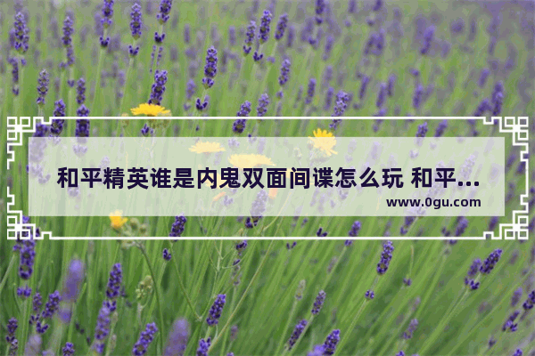 和平精英谁是内鬼双面间谍怎么玩 和平精英和平精英谁是内鬼