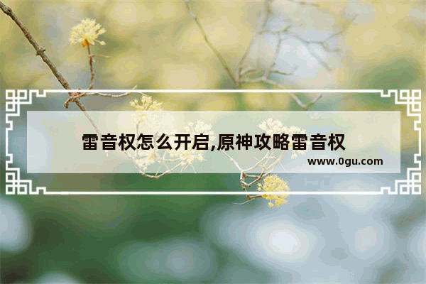 雷音权怎么开启,原神攻略雷音权