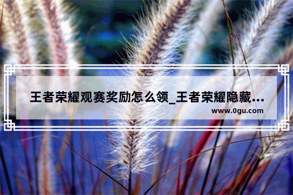 王者荣耀观赛奖励怎么领_王者荣耀隐藏福利