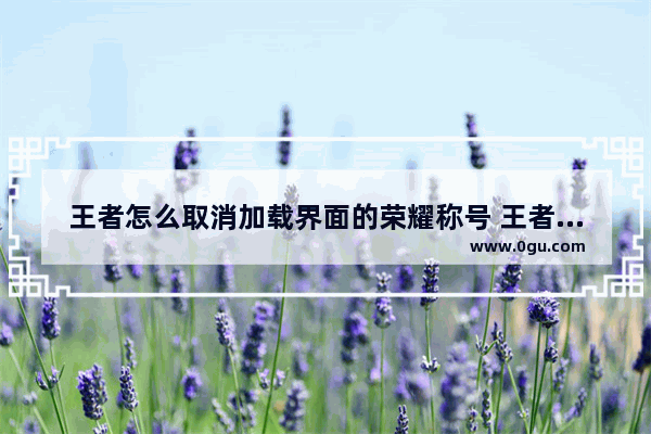 王者怎么取消加载界面的荣耀称号 王者荣耀怎么关闭称号