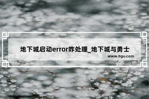 地下城启动error咋处理_地下城与勇士玩不了然后出现图表系统组建失败。怎么办