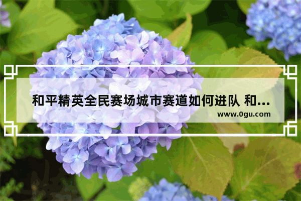 和平精英全民赛场城市赛道如何进队 和平精英 赛道
