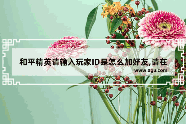 和平精英请输入玩家ID是怎么加好友,请在和平精英
