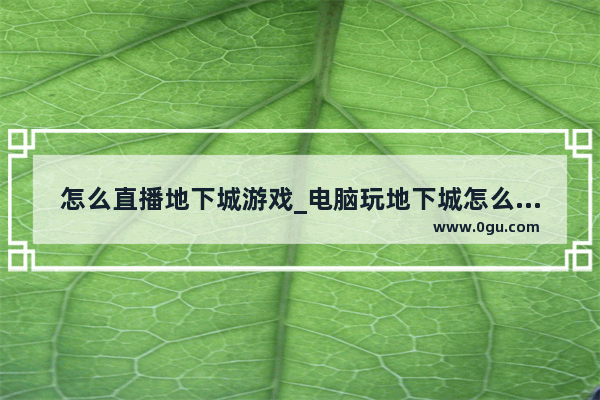 怎么直播地下城游戏_电脑玩地下城怎么抖音直播