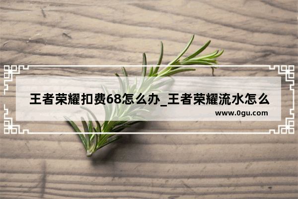 王者荣耀扣费68怎么办_王者荣耀流水怎么查