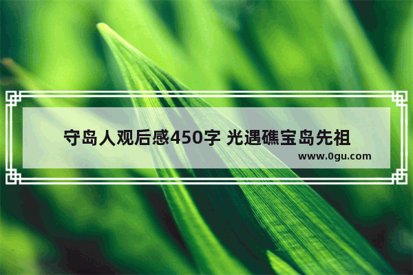 守岛人观后感450字 光遇礁宝岛先祖