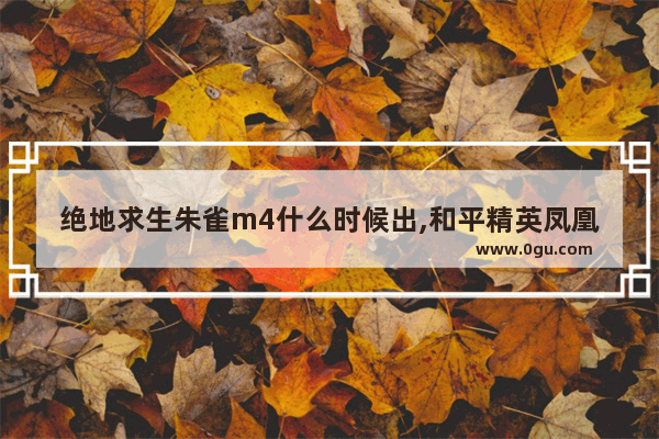 绝地求生朱雀m4什么时候出,和平精英凤凰朱雀