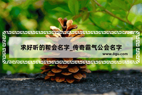 求好听的帮会名字_传奇霸气公会名字