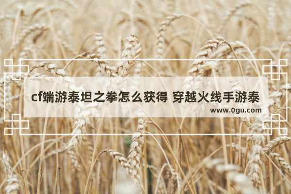 cf端游泰坦之拳怎么获得 穿越火线手游泰坦拳套