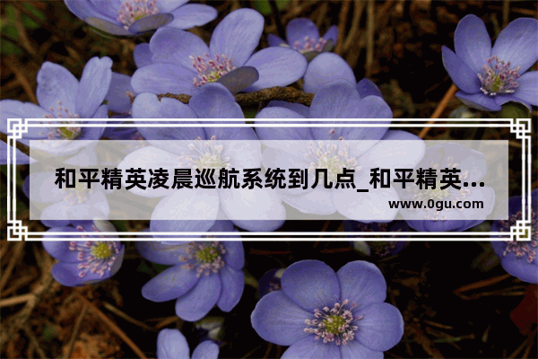 和平精英凌晨巡航系统到几点_和平精英零点巡查限制时间是几点