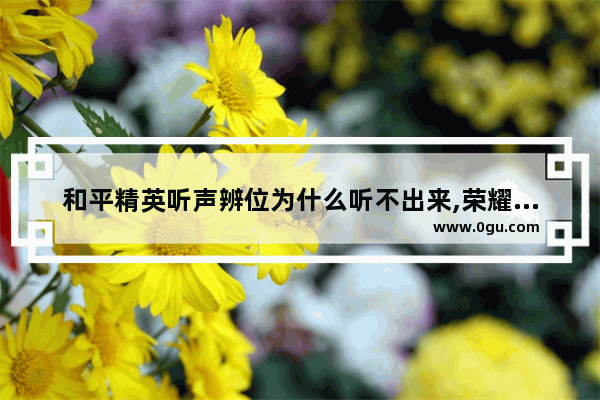和平精英听声辨位为什么听不出来,荣耀开播和平精英
