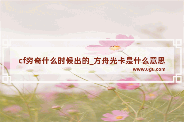cf穷奇什么时候出的_方舟光卡是什么意思