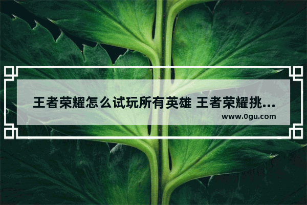 王者荣耀怎么试玩所有英雄 王者荣耀挑选英雄