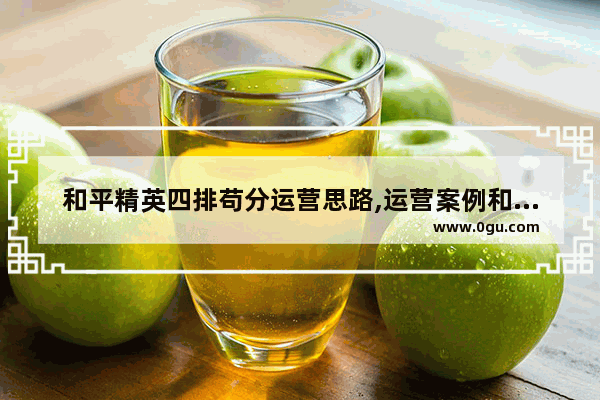 和平精英四排苟分运营思路,运营案例和平精英