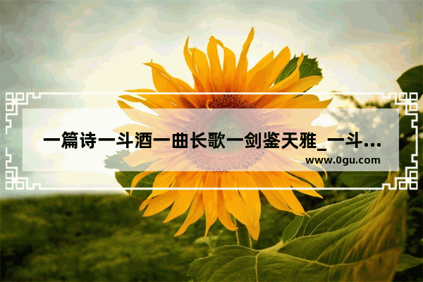 一篇诗一斗酒一曲长歌一剑鉴天雅_一斗酒一碟诗什么意思