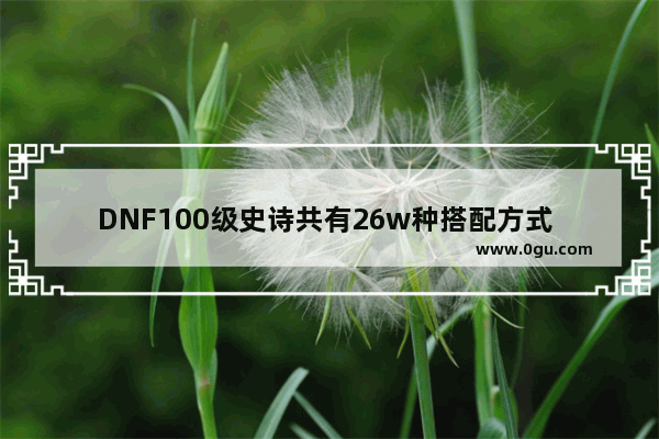 DNF100级史诗共有26w种搭配方式 请问哪种搭配最强呢