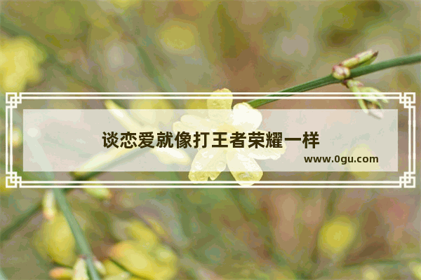 谈恋爱就像打王者荣耀一样