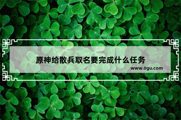 原神给散兵取名要完成什么任务