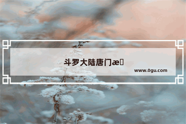 斗罗大陆唐门暗器排名全集