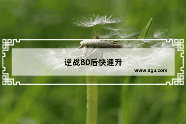 逆战80后快速升级攻略