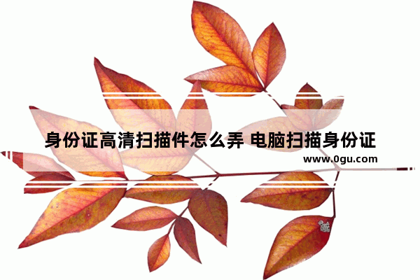 身份证高清扫描件怎么弄 电脑扫描身份证