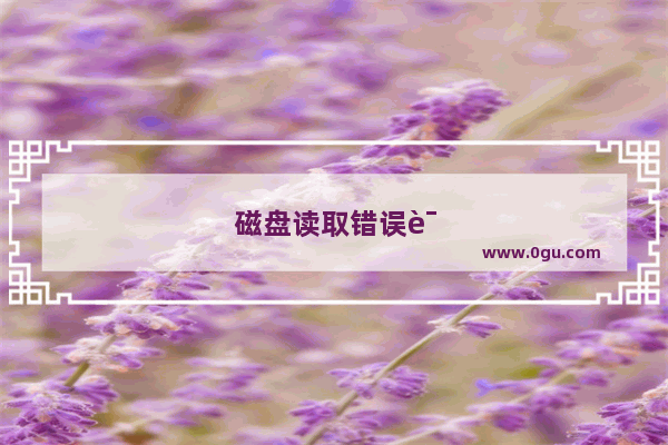 磁盘读取错误该怎么办