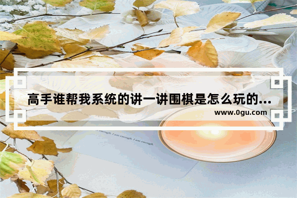 高手谁帮我系统的讲一讲围棋是怎么玩的_观看围棋视频起源的心得
