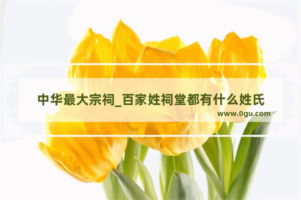 中华最大宗祠_百家姓祠堂都有什么姓氏