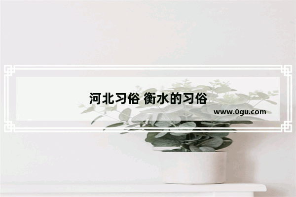 河北习俗 衡水的习俗