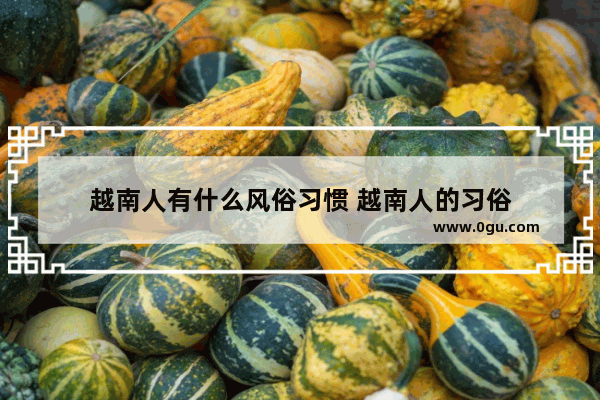 越南人有什么风俗习惯 越南人的习俗