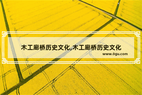 木工廊桥历史文化,木工廊桥历史文化