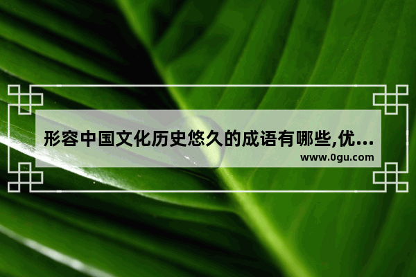 形容中国文化历史悠久的成语有哪些,优秀的历史文化 词语