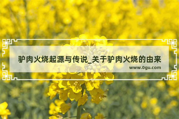 驴肉火烧起源与传说_关于驴肉火烧的由来
