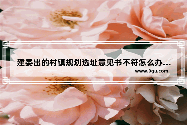 建委出的村镇规划选址意见书不符怎么办,历史文化村镇评估体系