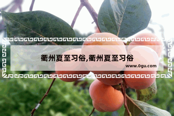 衢州夏至习俗,衢州夏至习俗
