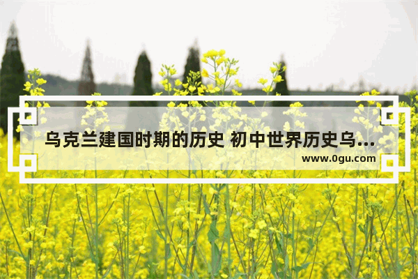 乌克兰建国时期的历史 初中世界历史乌克兰教材