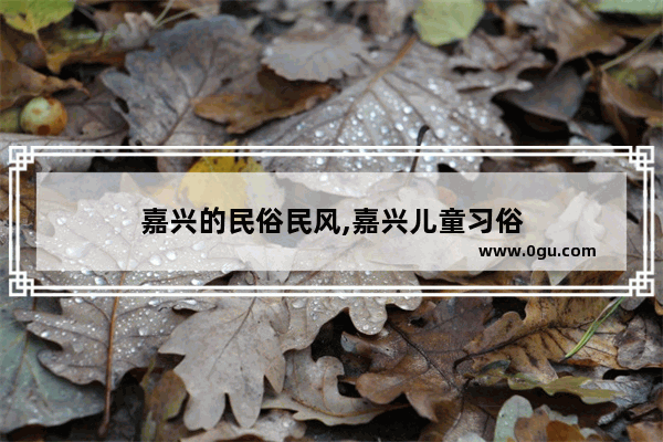 嘉兴的民俗民风,嘉兴儿童习俗