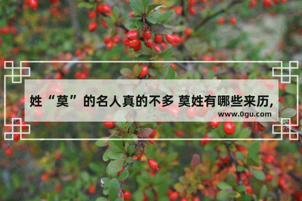 姓“莫”的名人真的不多 莫姓有哪些来历,莫姓名人历史人物