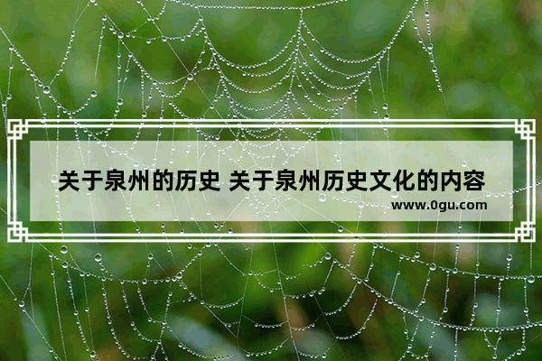 关于泉州的历史 关于泉州历史文化的内容