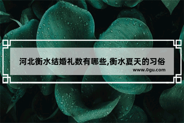 河北衡水结婚礼数有哪些,衡水夏天的习俗