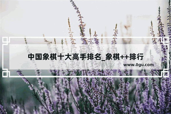 中国象棋十大高手排名_象棋++排行