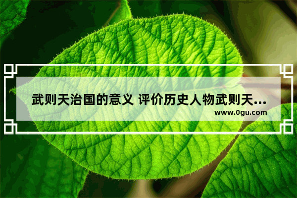 武则天治国的意义 评价历史人物武则天好处