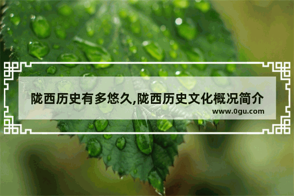 陇西历史有多悠久,陇西历史文化概况简介
